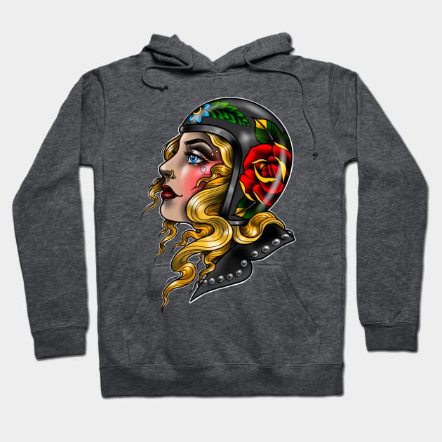 Biker Chick Hoodie by Huldra Tattoo